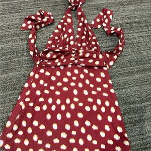 Red Halter Dress with White Dots